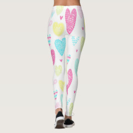 Farbiges Herzmuster Leggings