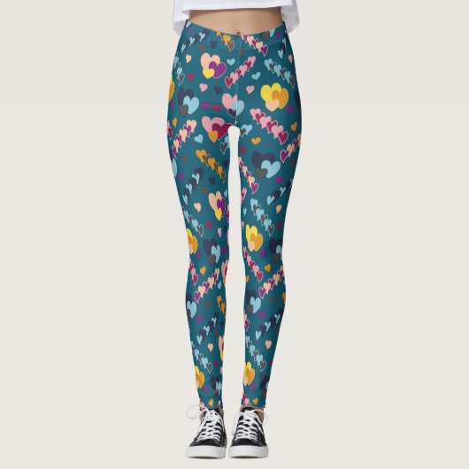 Farbiges Herzmuster Leggings (Vorderseite)