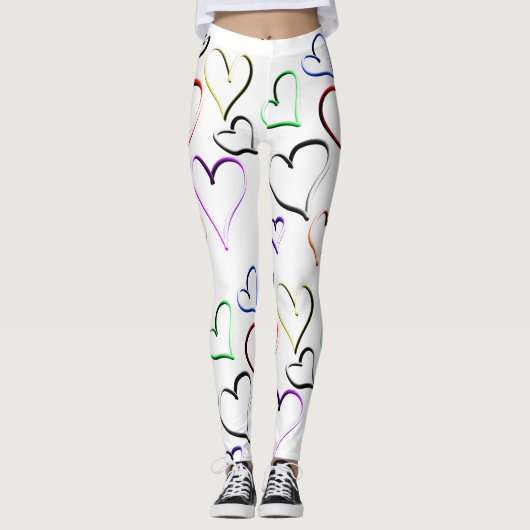 Farbiges Herzmuster Leggings (Vorderseite)