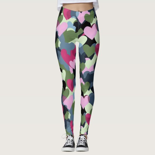 Farbiges Herzmuster Leggings (Vorderseite)