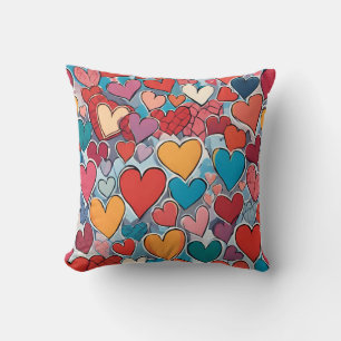 Farbiges Herzmuster Throw Kissen