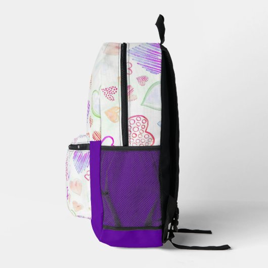Farbiges Herzmuster und Anfangsbuchstaben Bedruckter Rucksack (Rechts)