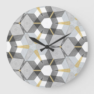 Farbiges Hexagon-Quadrat: geometrisches Kaleidosko Große Wanduhr