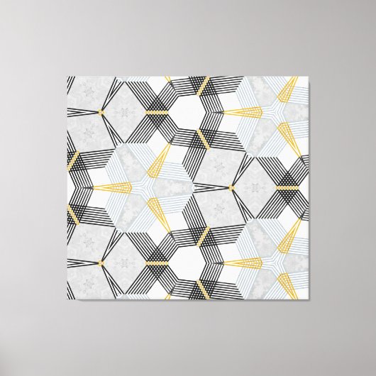 Farbiges Hexagon-Quadrat: geometrisches Kaleidosko Leinwanddruck (Vorderseite)