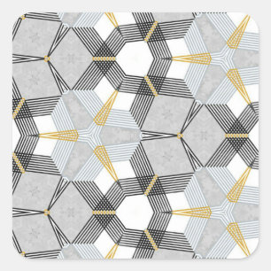Farbiges Hexagon-Quadrat: geometrisches Kaleidosko Quadratischer Aufkleber