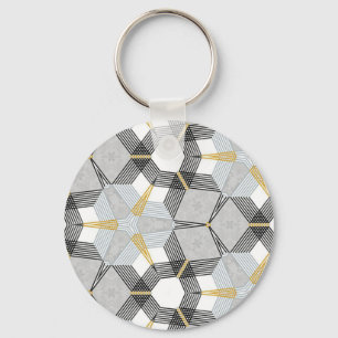 Farbiges Hexagon-Quadrat: geometrisches Kaleidosko Schlüsselanhänger