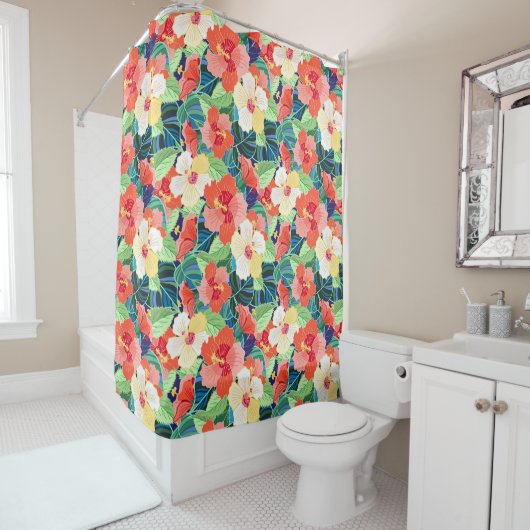 Farbiges Hibiskus Duschvorhang (Beispiel)