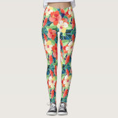 Farbiges Hibiskus Leggings (Vorderseite)