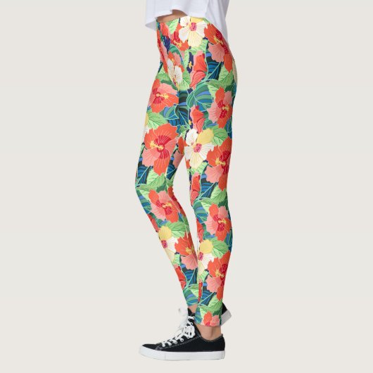 Farbiges Hibiskus Leggings (Links)