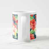 Farbiges Hibiskus| Monogramm Jumbo-Tasse (Rückseite)