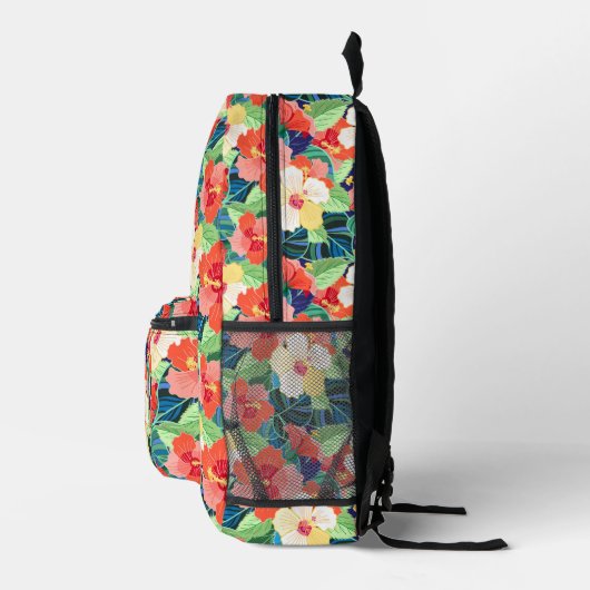 Farbiges Hibiskus Muster Bedruckter Rucksack (Rechts)