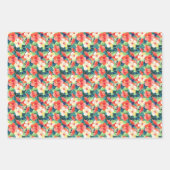 Farbiges Hibiskus Muster Geschenkpapier Set (Vorderseite)