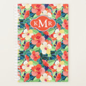 Farbiges Hibiskus Muster | Monogramm Planer (Vorderseite)