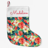 Farbiges Hibiskus| Name hinzufügen Kleiner Weihnachtsstrumpf (Vorderseite)