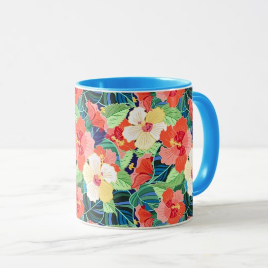Farbiges Hibiskus Tasse (VorderseiteRechts)