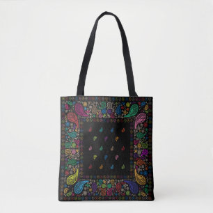 Farbiges Hippie Paisley Design Tasche