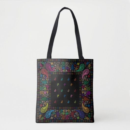 Farbiges Hippie Paisley Design Tasche (Vorderseite)
