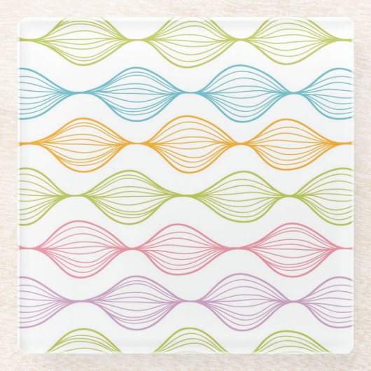 Farbiges horizontales Ogemuster Glasuntersetzer (Vorderseite)