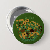Farbiges Hübsches Feld von Blume + Individuelle Na Button (Vorne & Hinten)