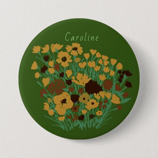 Farbiges Hübsches Feld von Blume + Individuelle Na Button (Vorderseite)