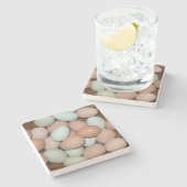 Farbiges Hühnereier Steinuntersetzer (Seitenansicht)