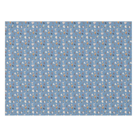 Farbiges Hühnermuster Denim Blue Tischdecke (Vorderseite (Horizontal))