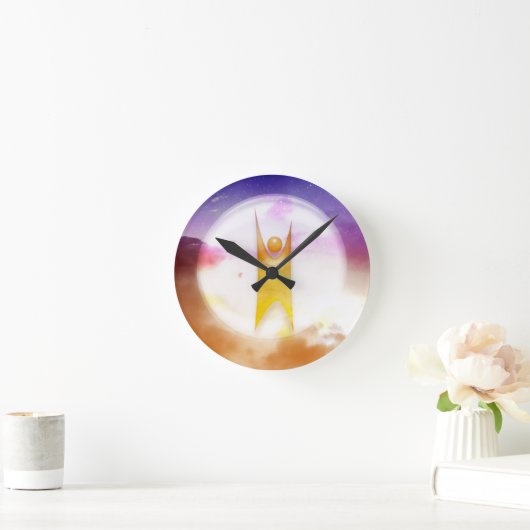 Farbiges Humanitätssymbol Runde Wanduhr (Zuhause)