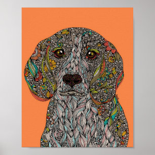 Farbiges Hunddesign Beste tierische Leinwand Poster