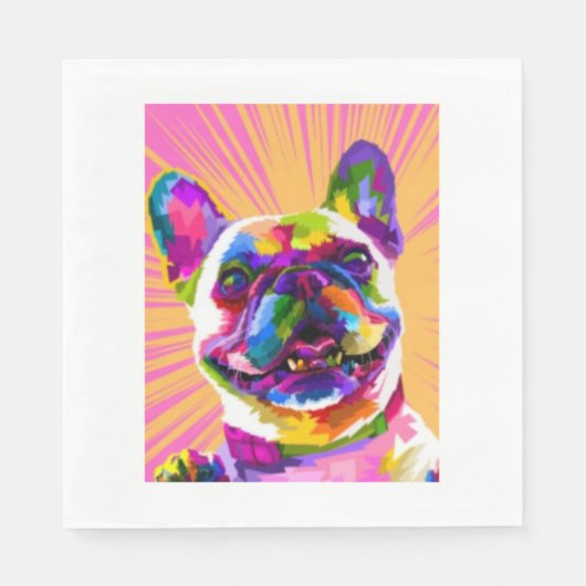 Farbiges Hundedesign Serviette (Vorderseite)
