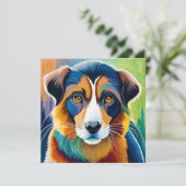 Farbiges Hundegesicht nah Einladung (Stehend Vorderseite)