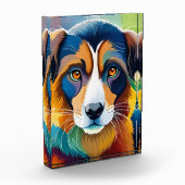 Farbiges Hundegesicht nah Fotoblock (Links)
