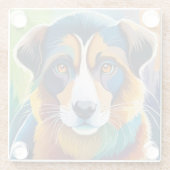 Farbiges Hundegesicht nah Glasuntersetzer (Rückseite)