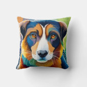 Farbiges Hundegesicht nah Kissen (Rückseite)