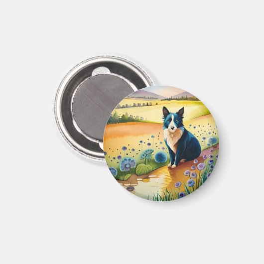 Farbiges Hundegesicht nah Magnet (Vorderseite/Rückseite)