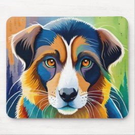Farbiges Hundegesicht nah Mousepad