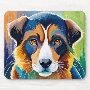 Farbiges Hundegesicht nah Mousepad