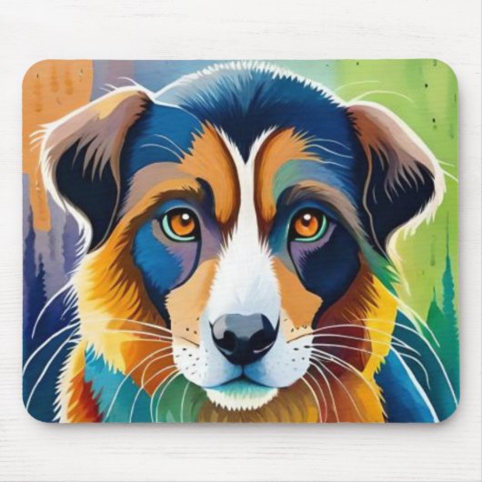 Farbiges Hundegesicht nah Mousepad (Vorne)