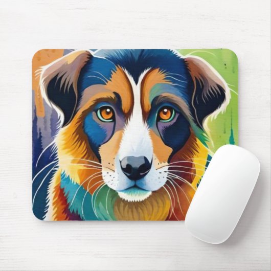 Farbiges Hundegesicht nah Mousepad (Mit Mouse)