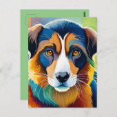 Farbiges Hundegesicht nah Postkarte (Vorne/Hinten)