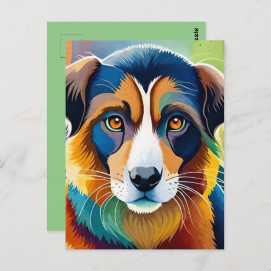 Farbiges Hundegesicht nah Postkarte (Vorne/Hinten)