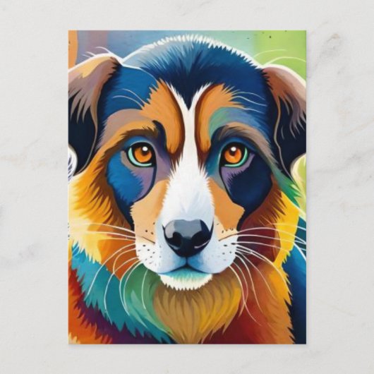 Farbiges Hundegesicht nah Postkarte (Vorderseite)