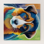 Farbiges Hundegesicht nah Puzzle (Horizontal)