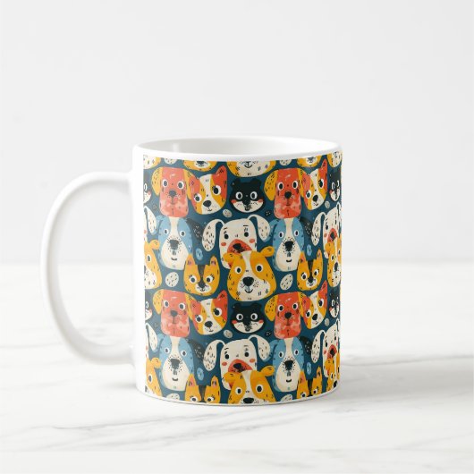 Farbiges Hundemuster Kaffeetasse (Links)