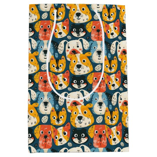 Farbiges Hundemuster Mittlere Geschenktüte (Vorderseite)