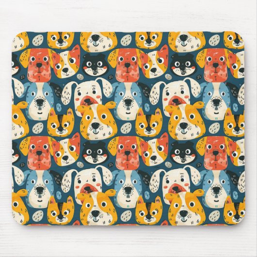 Farbiges Hundemuster Mousepad (Vorne)