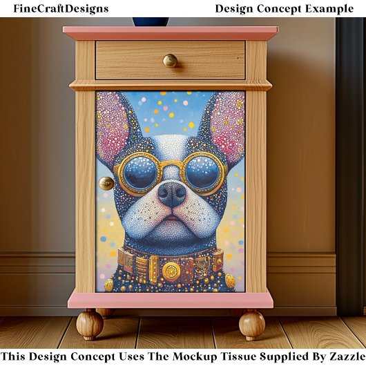 Farbiges Hundeportrait, Pointillismus DN5R Decoupa Seidenpapier