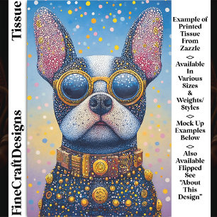 Farbiges Hundeportrait, Pointillismus DN5R Decoupa Seidenpapier