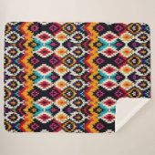 Farbiges Ikat-Inspiriertes geometrisches Muster Sherpadecke (Vorderseite (Horizontal))