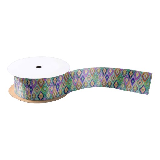 Farbiges Ikat Tribal Geometric Muster Satinband (Spule)