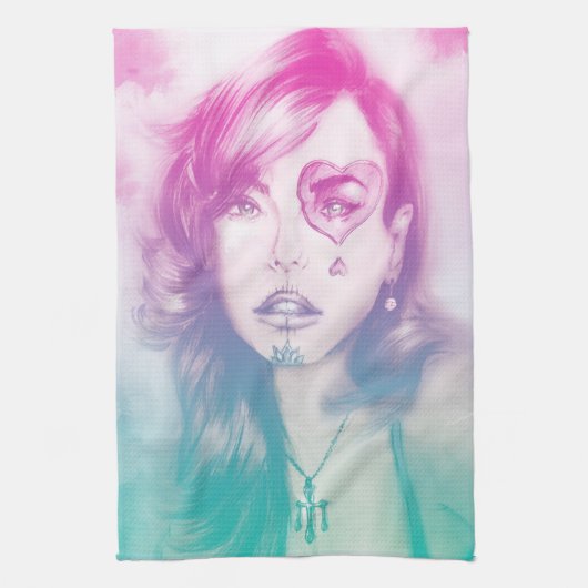 Farbiges illustriertes Küchentuch - Regenbogen (Vertikal)